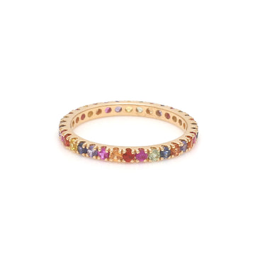 Rainbow Sapphire Round Random Thin Ring