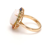 Opal and Rainbow Sapphire Halo Ring