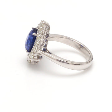 Blue Sapphire Diamond Cluster Ring
