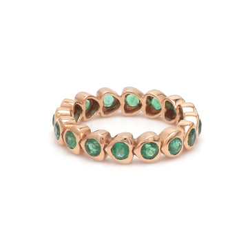 Emerald Round Bezel Set Heart Ring