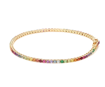 Rainbow Gemstone Repeating Rainbow Tennis Bracelet
