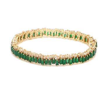 Emerald Baguette Cut Diamond Tennis Bracelet