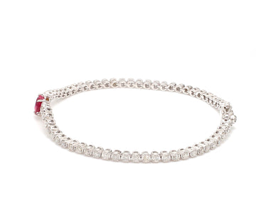 Ruby Heart Diamond Tennis Bracelet Gold |