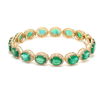 Emerald East West Oval Diamond Bracelet