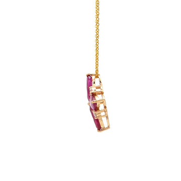 Ruby Floral Shape Diamond Pendant Gold