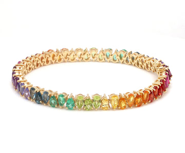 Rainbow Gemstone Pear Alternate Tennis Bracelet