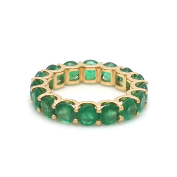 Emerald Round U Prong Ring