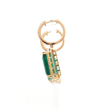Emerald Big Octagon Diamonds Earring