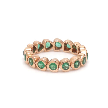 Emerald Round Bezel Set Heart Ring