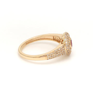 Pink Sapphire Diamond Heart Stud Ring