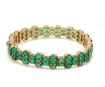 Emerald Oval Three Line Bracelet