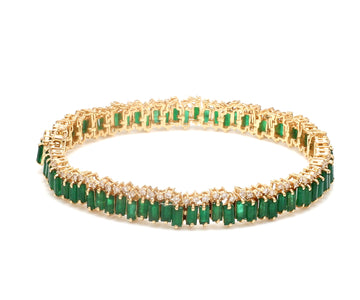 Emerald Baguette Cut Diamond Tennis Bracelet