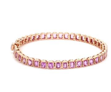 Pink Sapphire Emerald Cut Bezel Set Bracelet