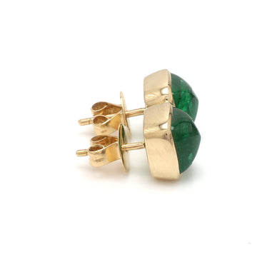 Emerald Sugarloaf Cabochon Studs Earrings