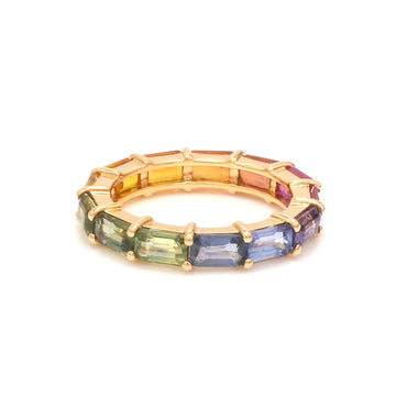 Rainbow Sapphire East West Thin Ring