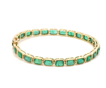 Emerald East West Octagon Bezel Set Bracelet