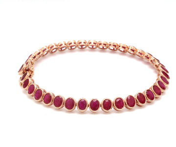 Ruby Oval Bezel Set Tennis Bracelet