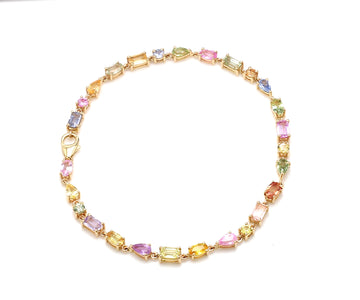 Rainbow Sapphire Pastel Shade Mix Shape Tennis Bracelet