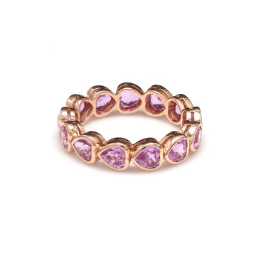 Pink Sapphire Heart Bezel Set East West Ring