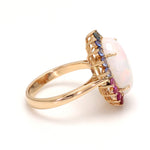 Opal and Rainbow Sapphire Halo Ring