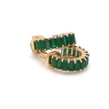 Emerald Mini Hoops Earring Gold