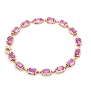 Pink Sapphire Bezel Set Tennis Bracelet