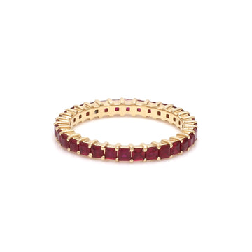 Ruby Princess Cut Eternity Thin Band Ring