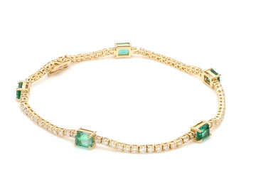 Emerald & Diamond Tennis Bracelet Gold – Emerald Cut Emerald Diamond Bracelet Gold