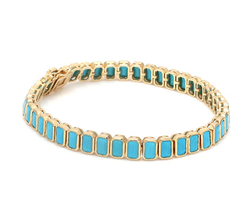 Turquoise Tennis Bracelet Gold | Natural Turquoise Gemstone Jewelry