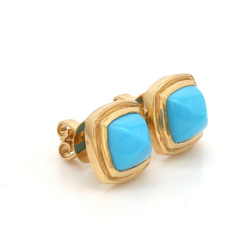Turquoise Sugarloaf Stud Earrings Gold – Sleeping Beauty Arizona Turquoise Earrings.