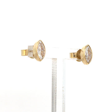 Lab Grown Marquise Diamond Stud Earrings  Gold – Bezel Set Studs Earrings Gold