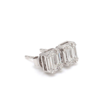 Emerald Cut Illusion Diamond Stud Earrings Gold | Classic Everyday Diamond Studs