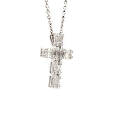 Diamond Cross Pendant Gold | Baguette Round Diamond Cross Necklace