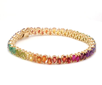 Rainbow Gemstone Pear Alternate Tennis Bracelet