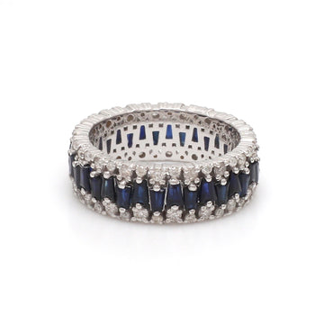 Blue Sapphire Tapered Baguette Diamond Ring