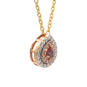 Pink Pear Diamond Double Halo Pendant in 14K/18K Gold | Fancy Pink Diamond Necklace