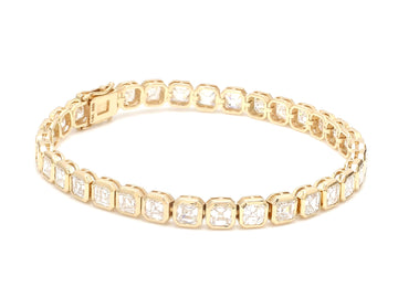 Lab Grown Diamond Asscher Cut Tennis Bracelet Gold | CVD Diamond Asscher Cut Bracelet