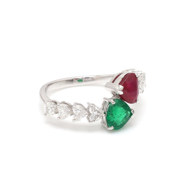 Emerald and Ruby Heart Toi Moi Ring