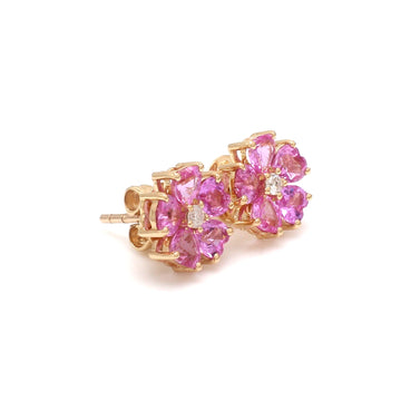 Pink Sapphire Heart Diamond Floral Tops