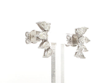 Pear Diamond Climber Earrings Gold – Modern Diamond Earrings