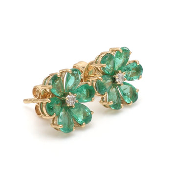 Emerald Pear Flower Studs