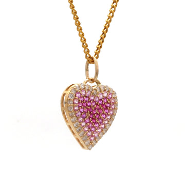 Pink Sapphire With Diamond Heart Pendant