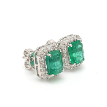 Emerald Octagon Diamond Earring