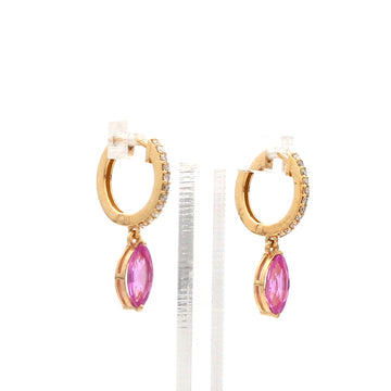 Pink Sapphire Marquise Mini Huggies Earrings