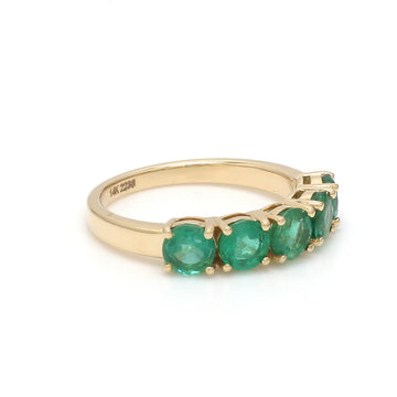 Natural Emerald Gold Half Band Ring in 14K 18K Solid Gold