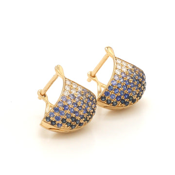 Blue Sapphire Diamond Earrings | 14K 18K Solid Gold Studs