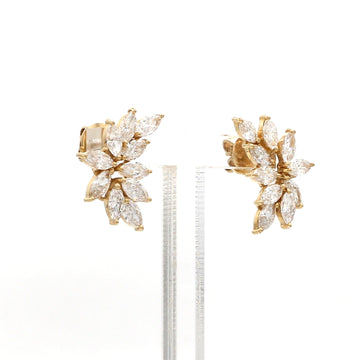 Marquise Lab Grown Diamond Cluster Stud Earrings in 14K/18K Solid Gold