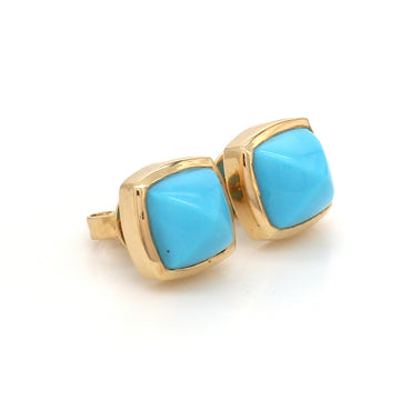 Turquoise Sugarloaf Stud Earrings Gold – Sleeping Beauty Arizona Turquoise Earrings.