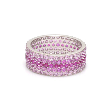 Pink Sapphire Eternity Band Ring in White Gold – Wide Pave Ring