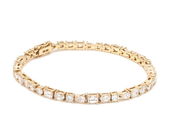 Lab Grown Diamond Mix Shape Tennis Bracelet in Gold | CVD Diamond Mix Shape Bracelet | Sustainable Luxury Jewelry